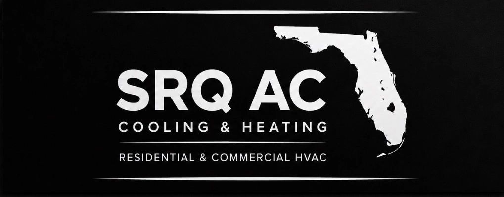 Logo for SRQ AC Cooling & Heating with Florida map.