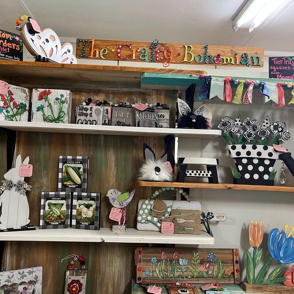 I create wood crafts that are embellished with fabric, beads, ribbon, lace, etc.  I do seasonal as w