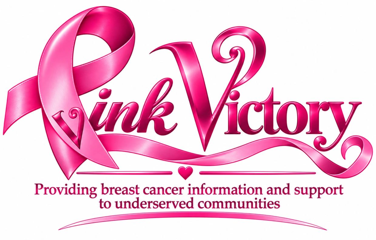Pink Victory breast cancer support logo.