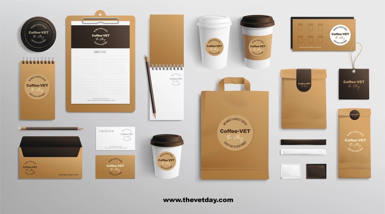 Set de elementos corporativos del Coffee Vet de The Vetday.