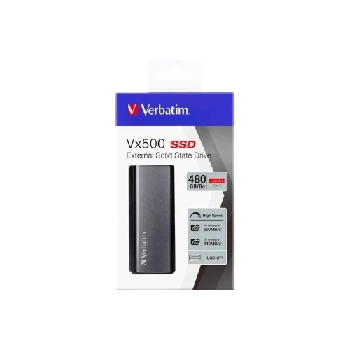 SSD Externo Verbatim 480GB Vx500 USB 3.1 Gen 2 Plata