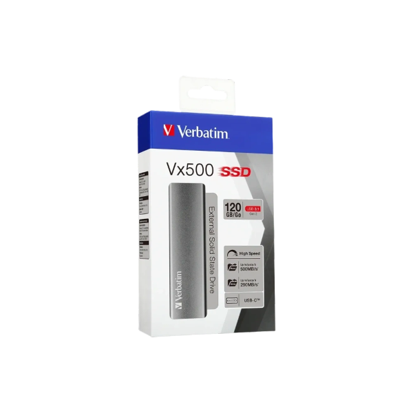 SSD Externo Verbatim 120GB VX500 USB 3.1 Gen 2 Plata