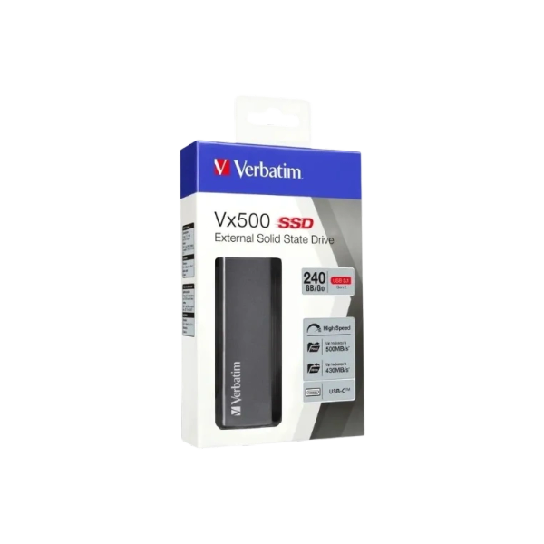 SSD Externo Verbatim 240GB Vx500 USB 3.1 Gen 2 Plata