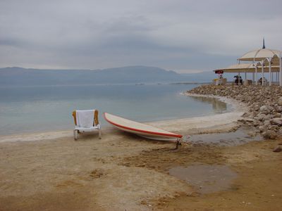 Dead Sea beach in Israel. Peace and quiet. 