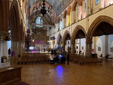 Helping St Peters set up for their Service