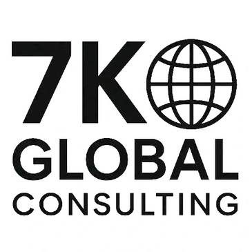 Logo of 7K Global Consulting with a globe icon.