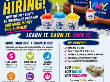 Summer job hiring for Philly Water Ice with youth entrepreneur program.