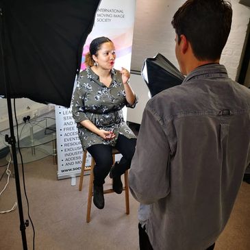 image of georgina bobb being interviewed on camera