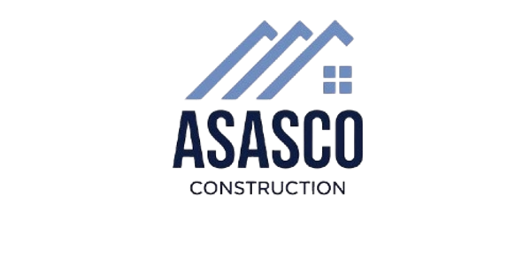 Logo of ASASCO Construction with a house roof and window design.