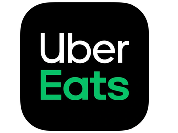 Uber Eats logo with black background and green text.