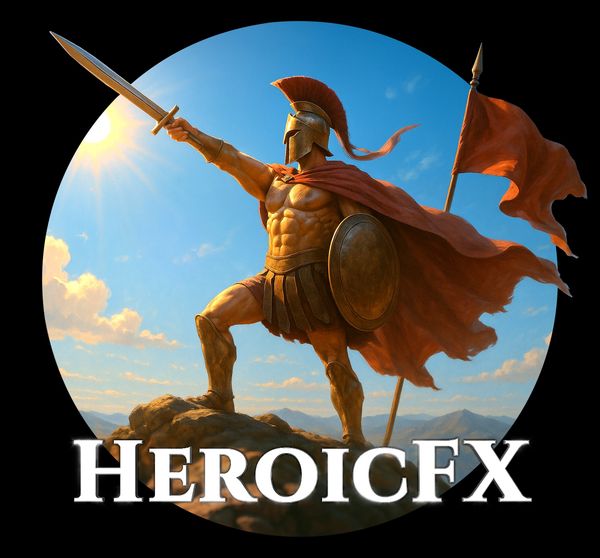 A heroic Spartan warrior stands triumphant with sword and shield against a bright sky.
