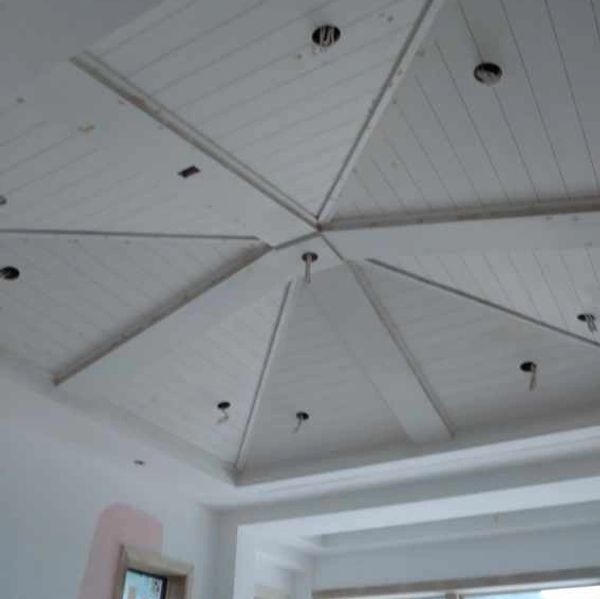 Tongue and groove hip ceiling