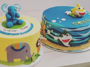 Bay Shark Cake, Gluten Free Baby Shark Cake, Chocolate Cake, Underwater theme cake, Safari Baby show