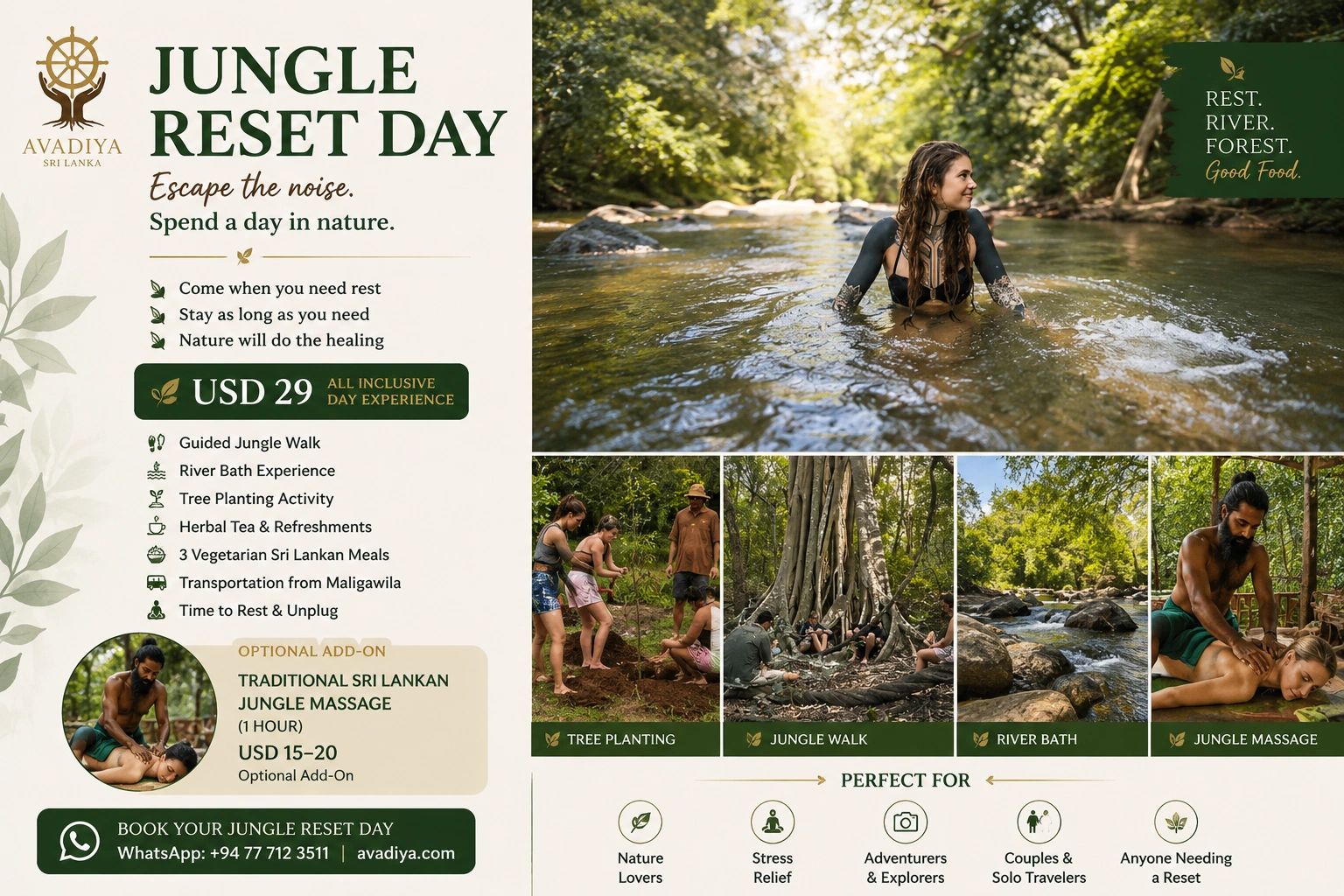 Avadiya jungle reset activities, offer more packages in one day experience.  