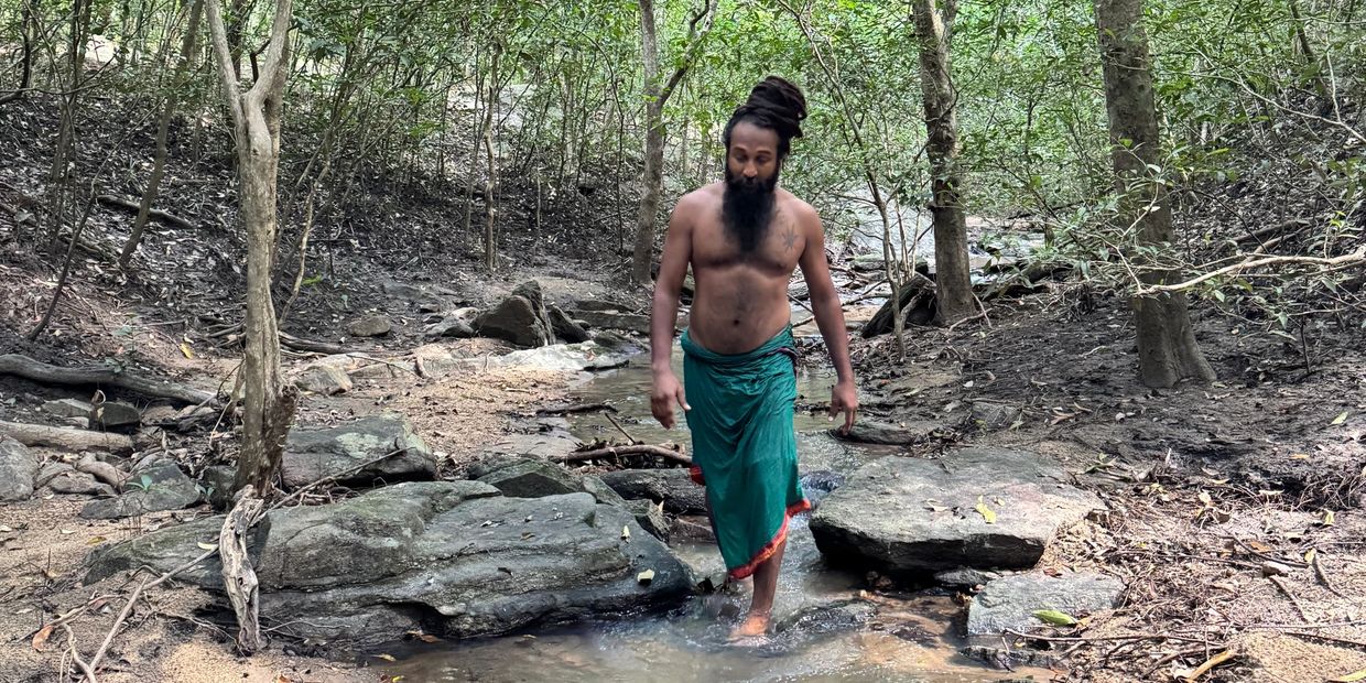 Silent walk in deep jungle