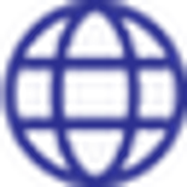 Blue circular icon with lines and squares.