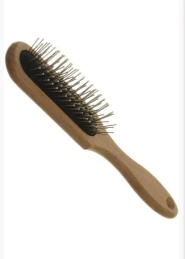 Wooden wig brush with metal prongs (anti static) 