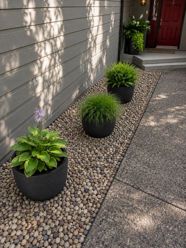 Custom Flower and rock garden set up.
