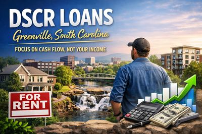 Man overlooking Greenville, SC, with a focus on DSCR loans and rental property income.