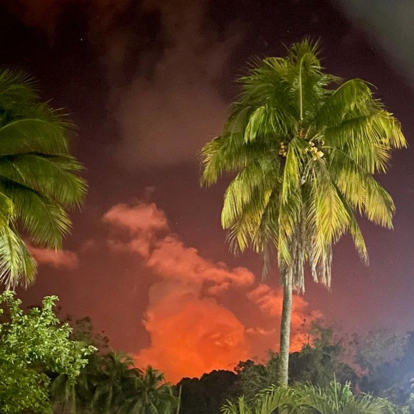 Photo of cane field on fire in Central America, taken by Catherine Grau.