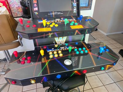 Upgrade Arcade Wrestlefest 4 player XL 20 minute Mod kit sanwa joysticks, led buttons, real wood