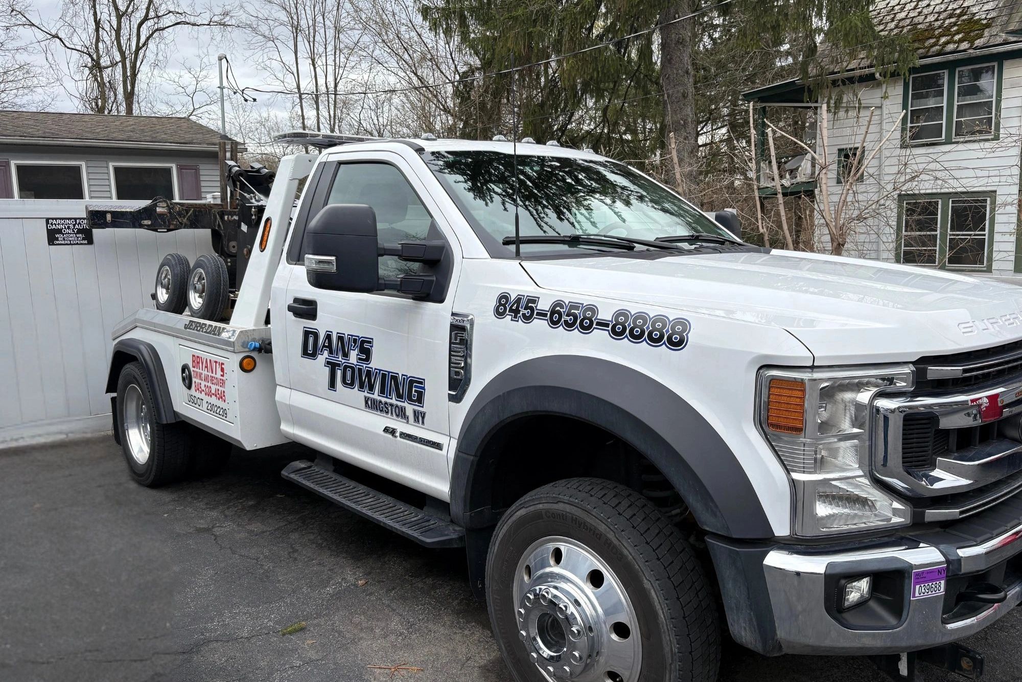 Danny's Towing wrecker in Kingston, NY. Safe towing for classic, antique, and luxury vehicles.
