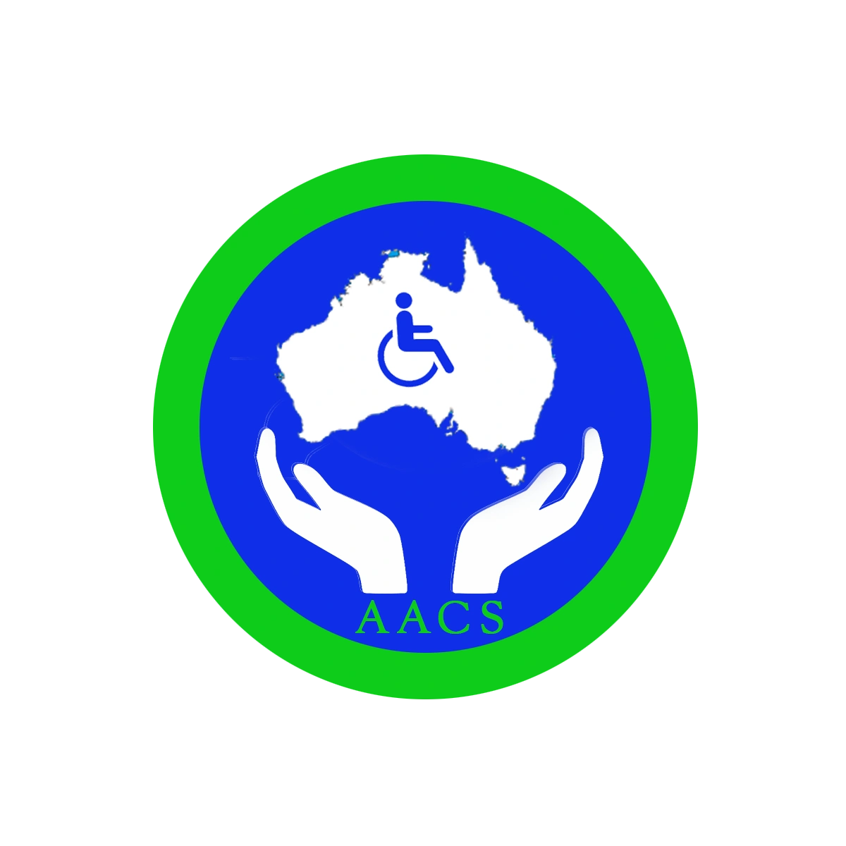 Logo with hands holding Australia and a wheelchair symbol, labeled AACS.