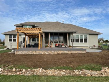 Beautiful composite deck, pergola and paver patio 