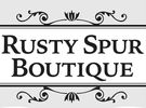 Elegant logo for Rusty Spur Boutique with decorative flourishes.