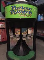 6 flavor Pucker Powder Machine with lime green/blue theme. 