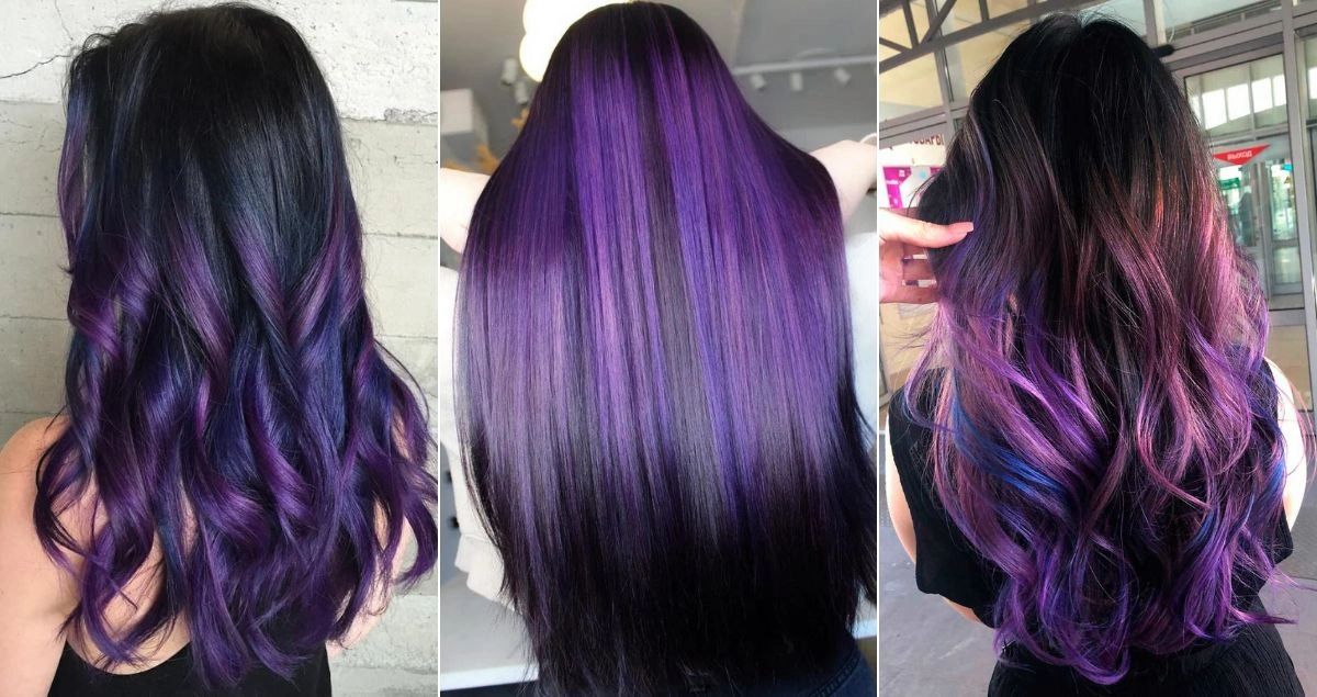 Amazing Purple Highlights On Black Hair