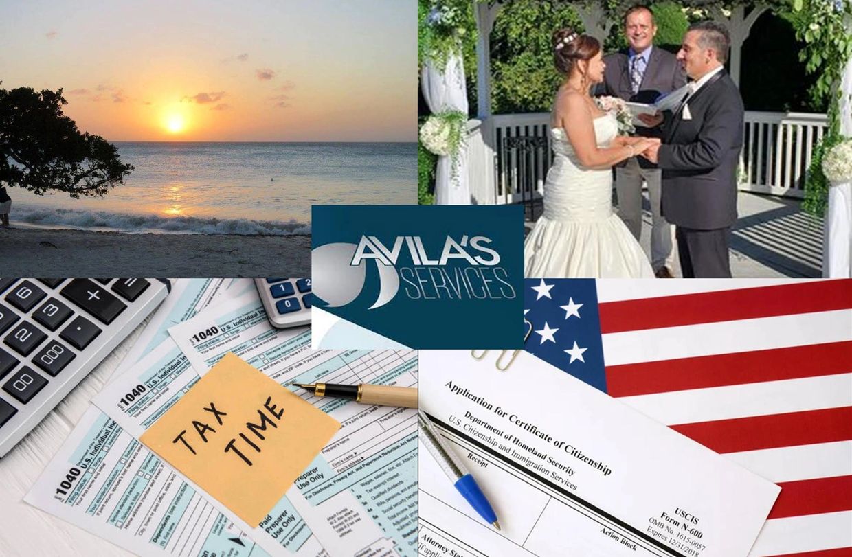 Avila services includes travel services, marriage officiant, tax services, and immigration services