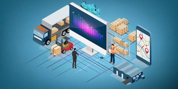 Digital logistics management with data analytics and real-time tracking.