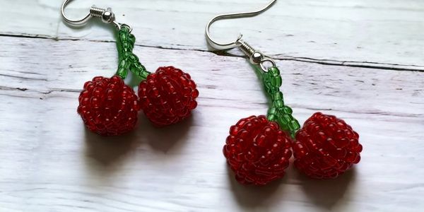 Cherry seed bead earrings 