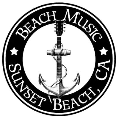 Beach music logo, with an anchor that fades into a guitar neck. 