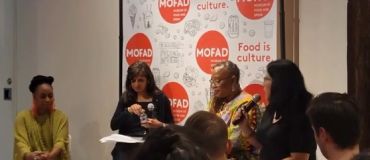 Panelists discussing culture and food at MOFAD event.