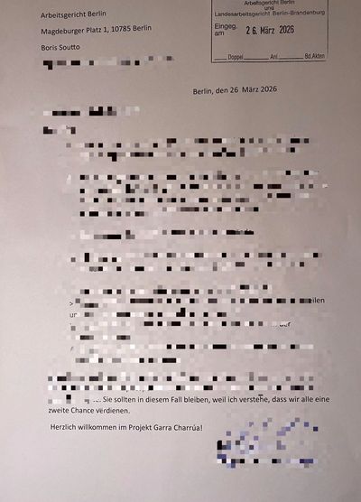 Official letter from Arbeitsgericht Berlin dated 26 March 2026.