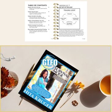 Book featuring digital download book trauma recovery course with audios