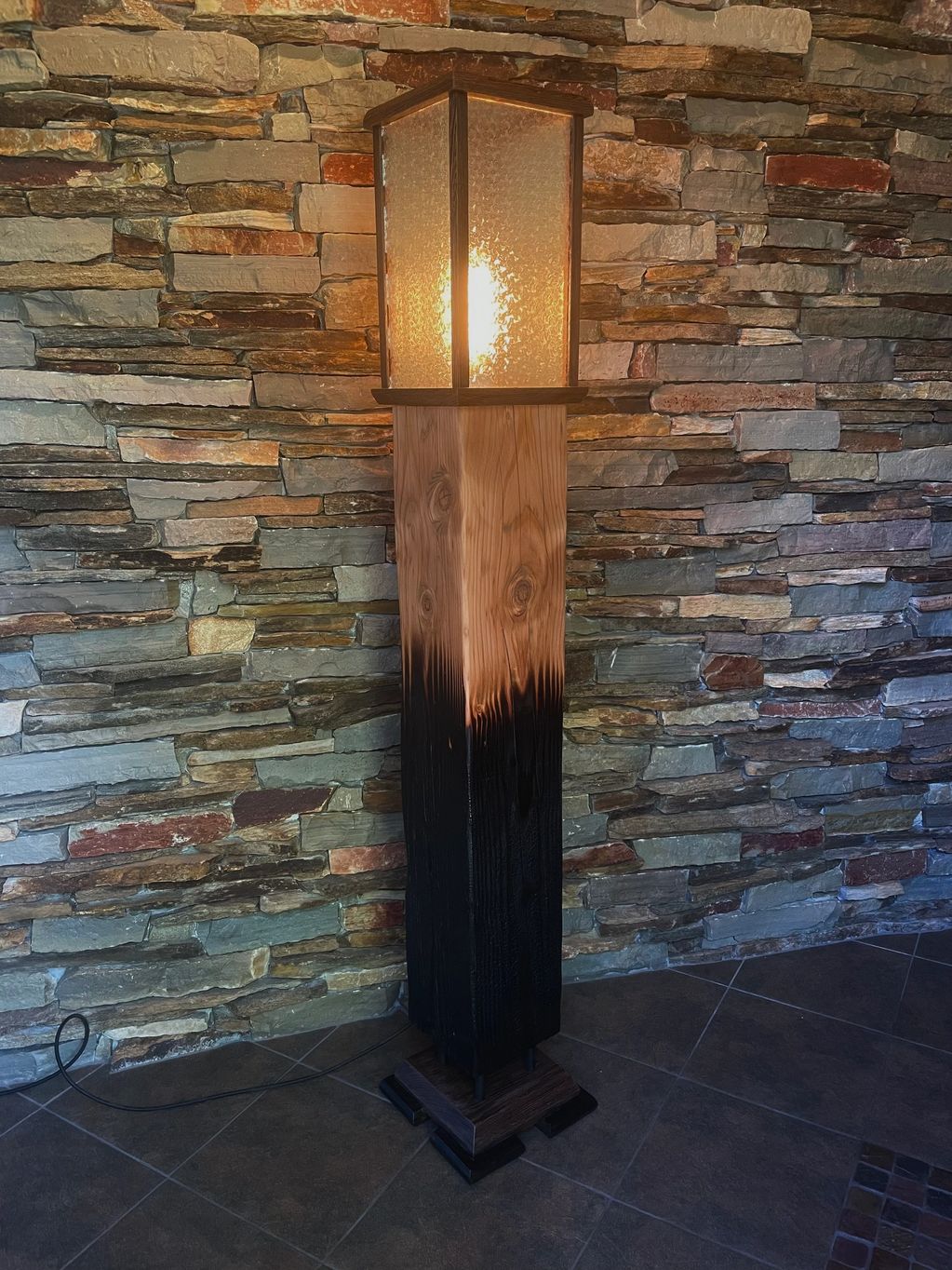Wood lamp post