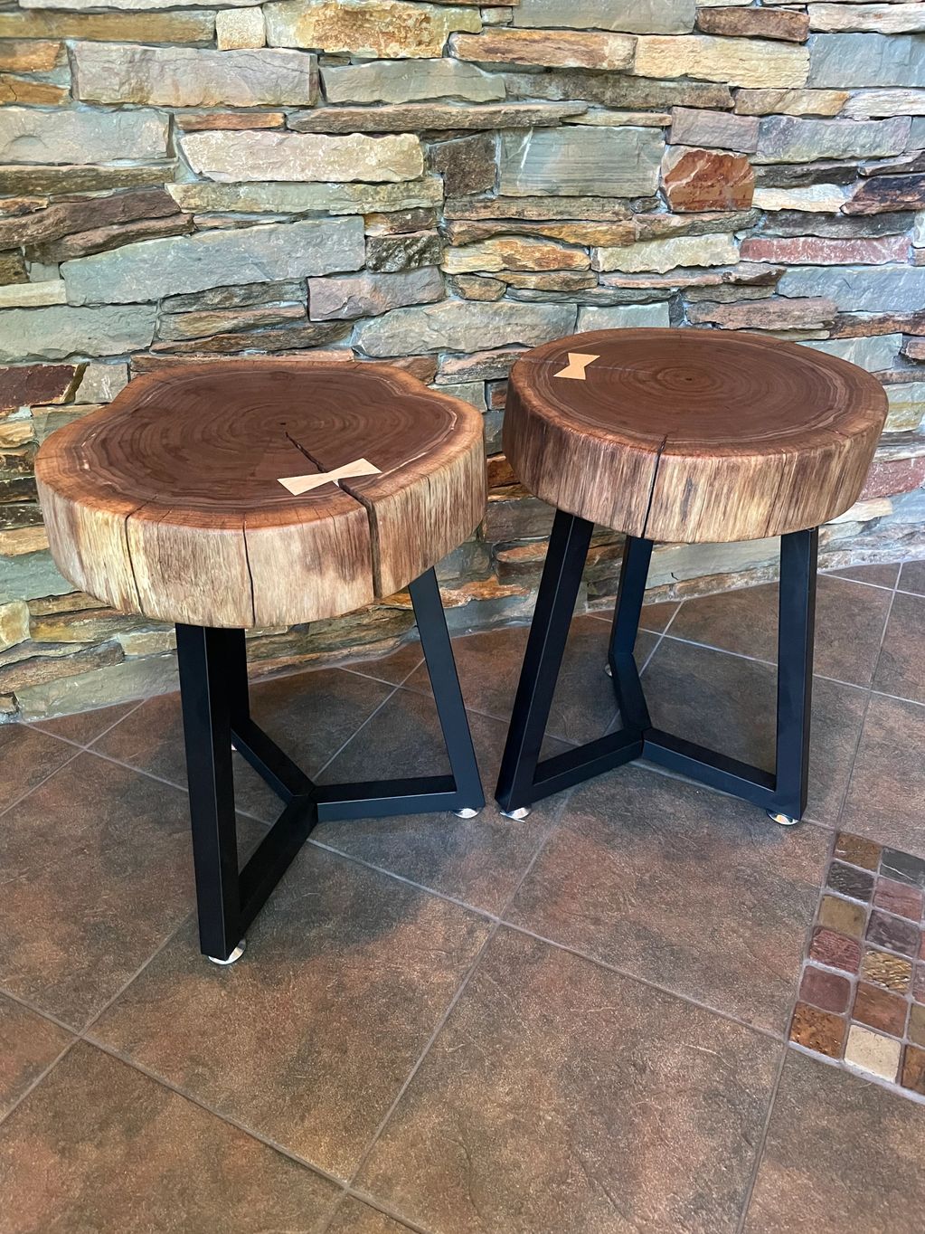 Walnut cookie end tables