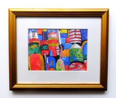 gold framed print, buoys