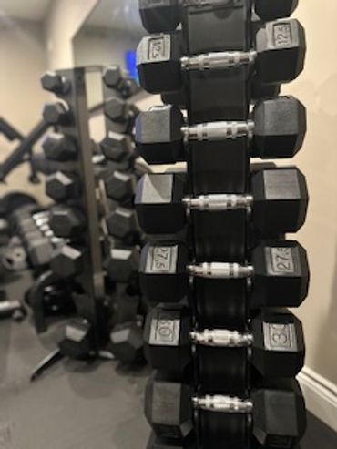 Dumbbells in Marc's home gym