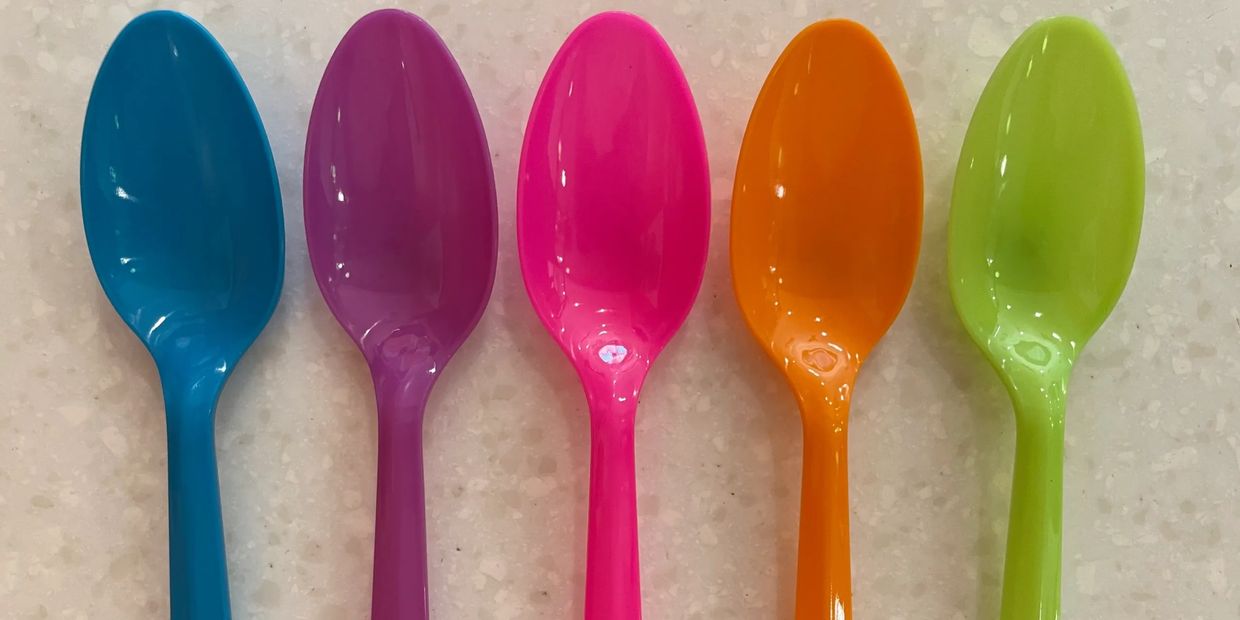 Rainbow spoons used for our frozen yogurt treats. 