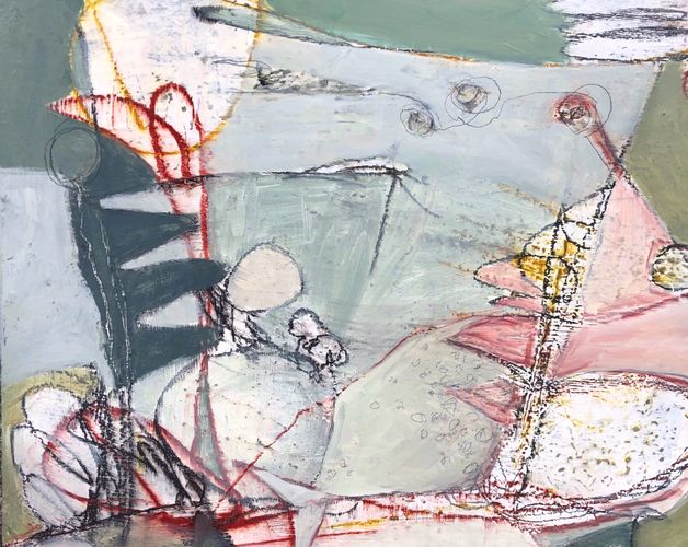 "Putting on  a Play in the Park". 18x24, accepted into Mark Arts 2026 Abstract National Exhibit