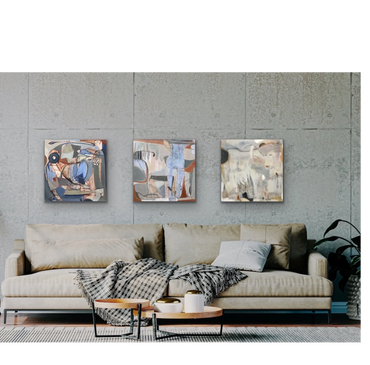 Original biomorphic abstracts shown in a designer room