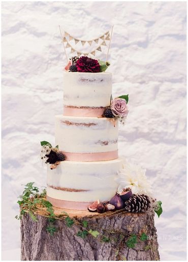 semi naked wedding cake