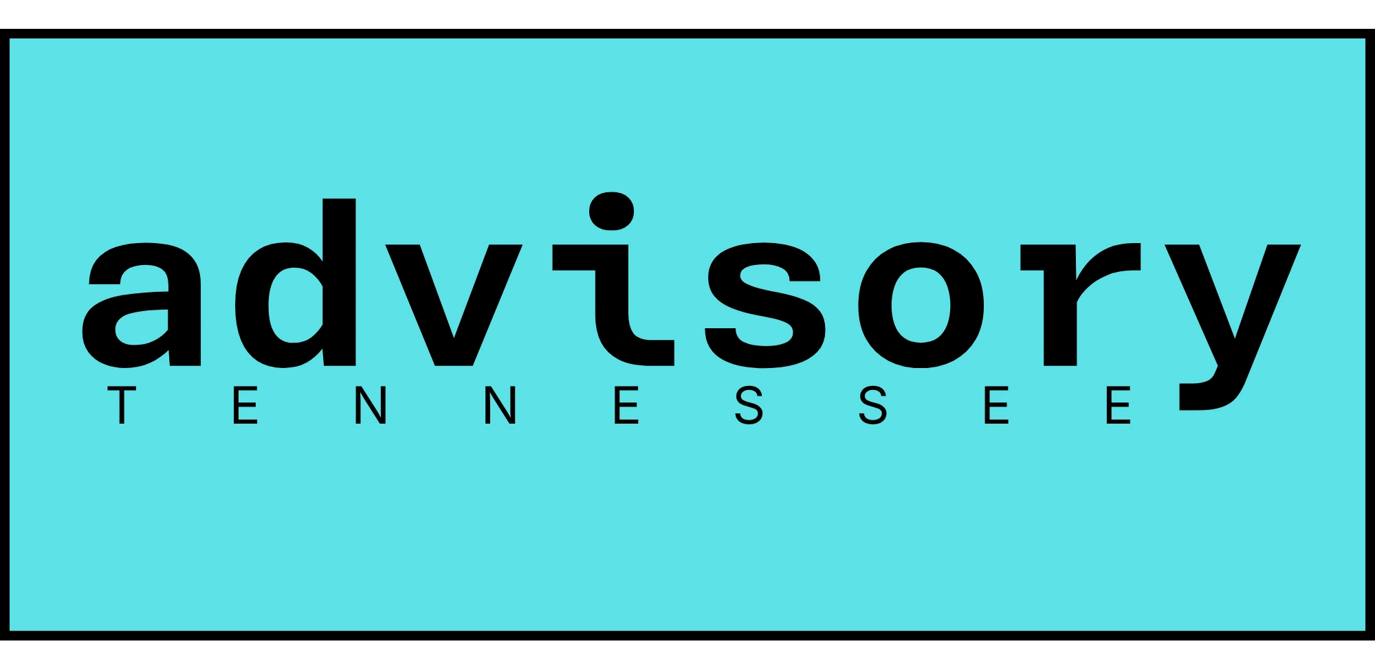 Logo with 'advisory' and 'TENNESSEE' on a bright turquoise background.