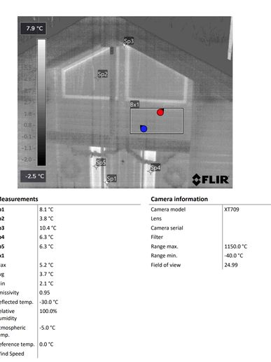 Sample page of thermal report showing custom windows over front door.