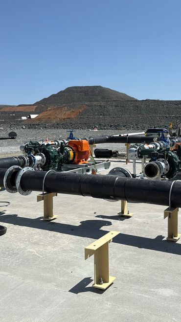 Industrial pipeline system in a desert-like area.