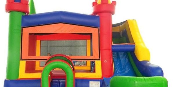 Modular Bounce house inflatable wet/dry combo with slide